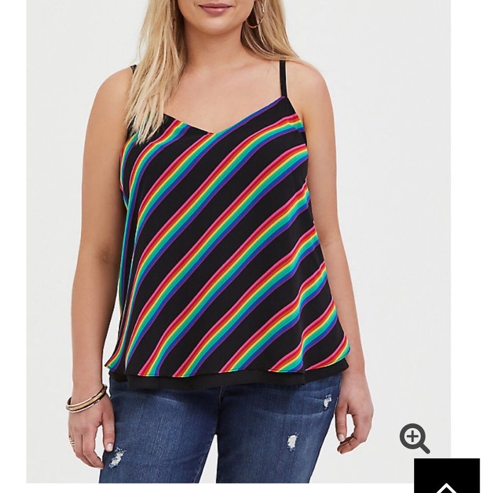 RAINBOW STRIPE CHIFFON DOUBLE LAYER SWING CAMI